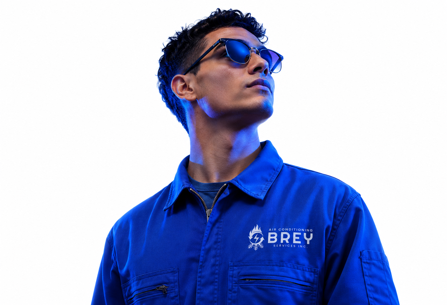 Air Brey Services technician in a blue uniform